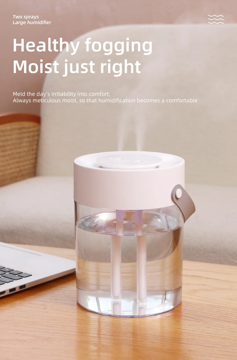 3 L USB Ultrasonic Humidifier with Dual Mist Outlets