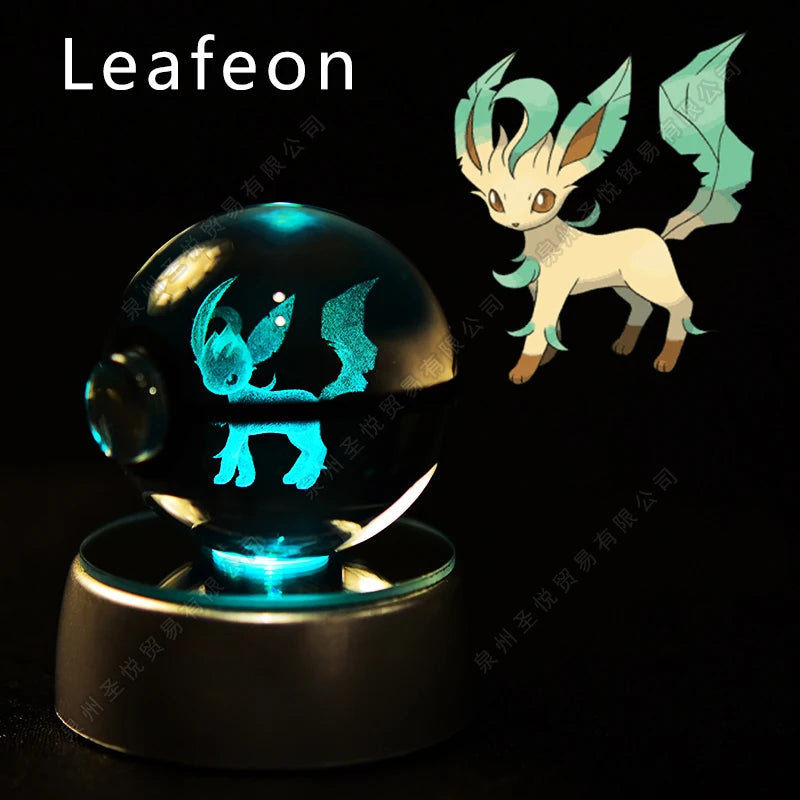 Pokemon Crystal Ball 3D Pikachu Gengar Mewtwo Night Light Lamp Pokeball 3D Glass Pokemon Crystal Ball Statue Kids Birthday Gift 