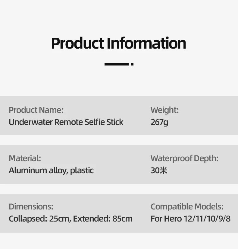 GoPro için Kablosuz Kumandalı Su Altı Selfie Çubuğu