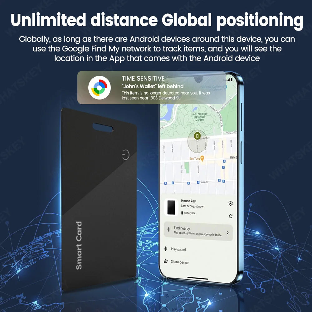 Găsește-ți portofelul cu GPS, Card tracker pentru Android - Ultra-subțire, etichetă inteligentă Bluetooth, reîncărcabilă, pentru portofel și bagaje, anti