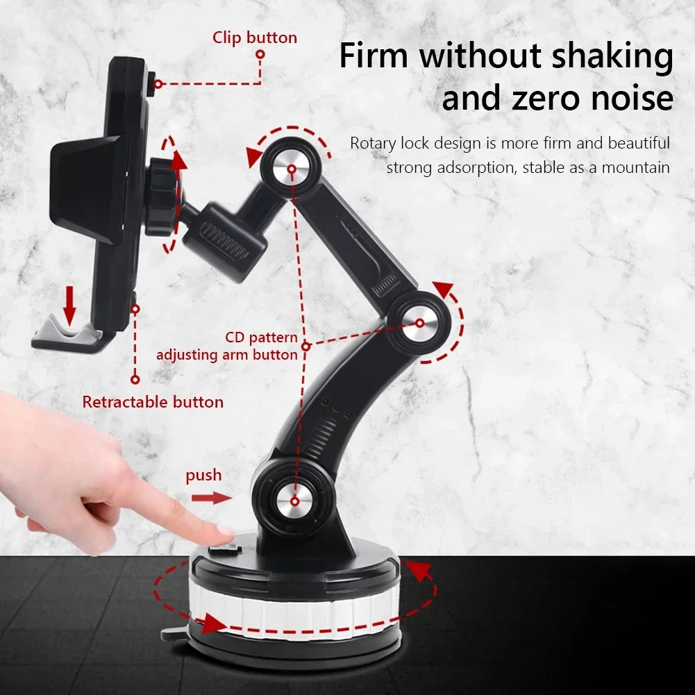 Suction-Mount Car Phone Holder with Adjustable Arm