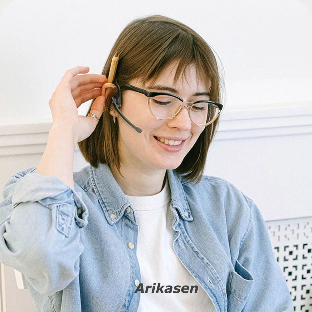 Open-Ear Headsets with Noise Canceling Boom Microphone Lightweight Bluetooth Wireless Headphones for Trucker Office Call Center 