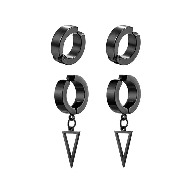 Men's Punk Cross Magnetic Earrings Set
