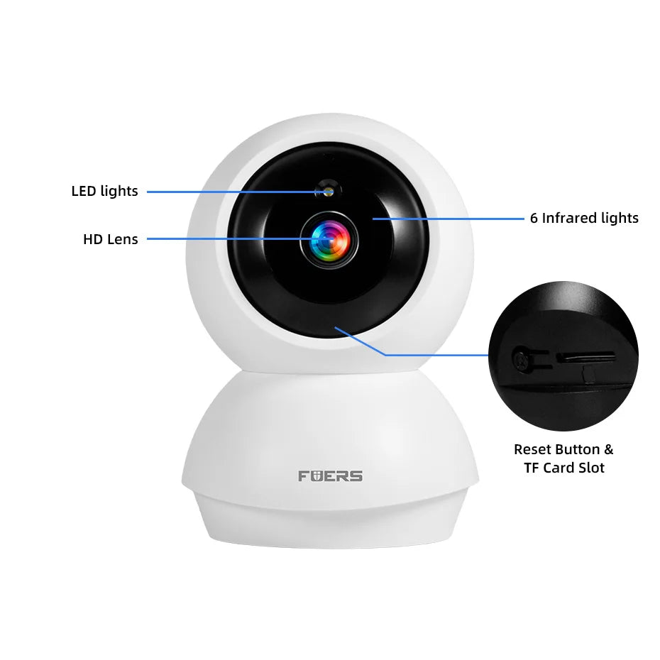 Caméra de sécurité intérieure WiFi 4K 8MP avec suivi automatique et contrôle via application