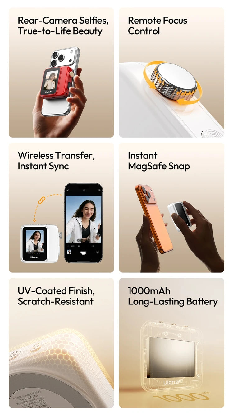 Magnetic Wireless Selfie Screen Monitor for Rear Camera Vlogging