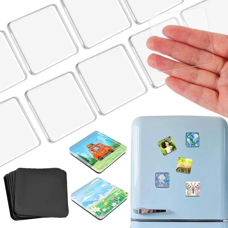 Magnet frigorific pătrat vidat, 5x5 cm, set DIY confecționare magneți