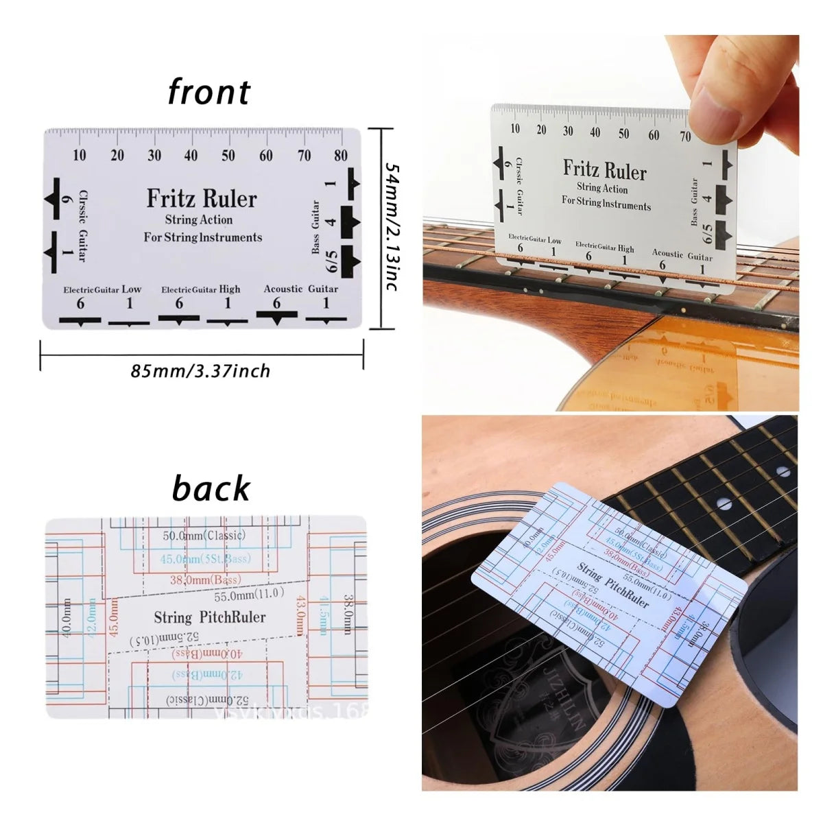 Guitar Neck and Fret Measuring Tools - 3-Piece Set