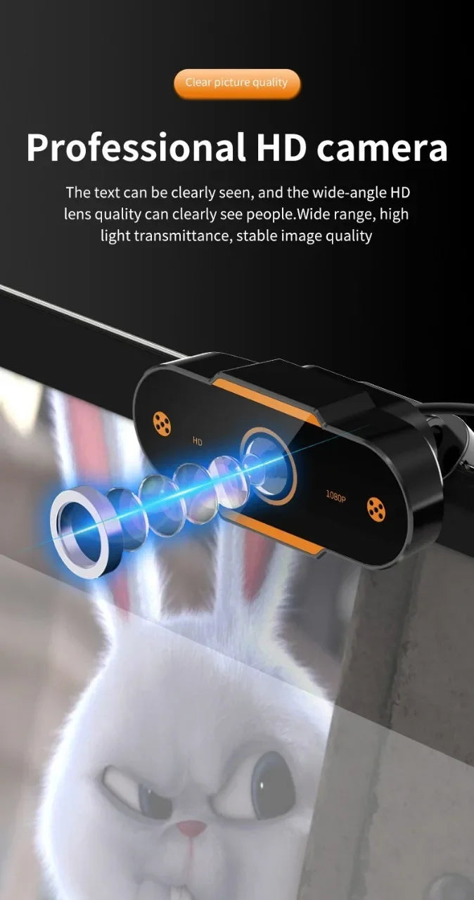 1080P HD USB Webcam with Microphone, Auto Focus, Plug and Play