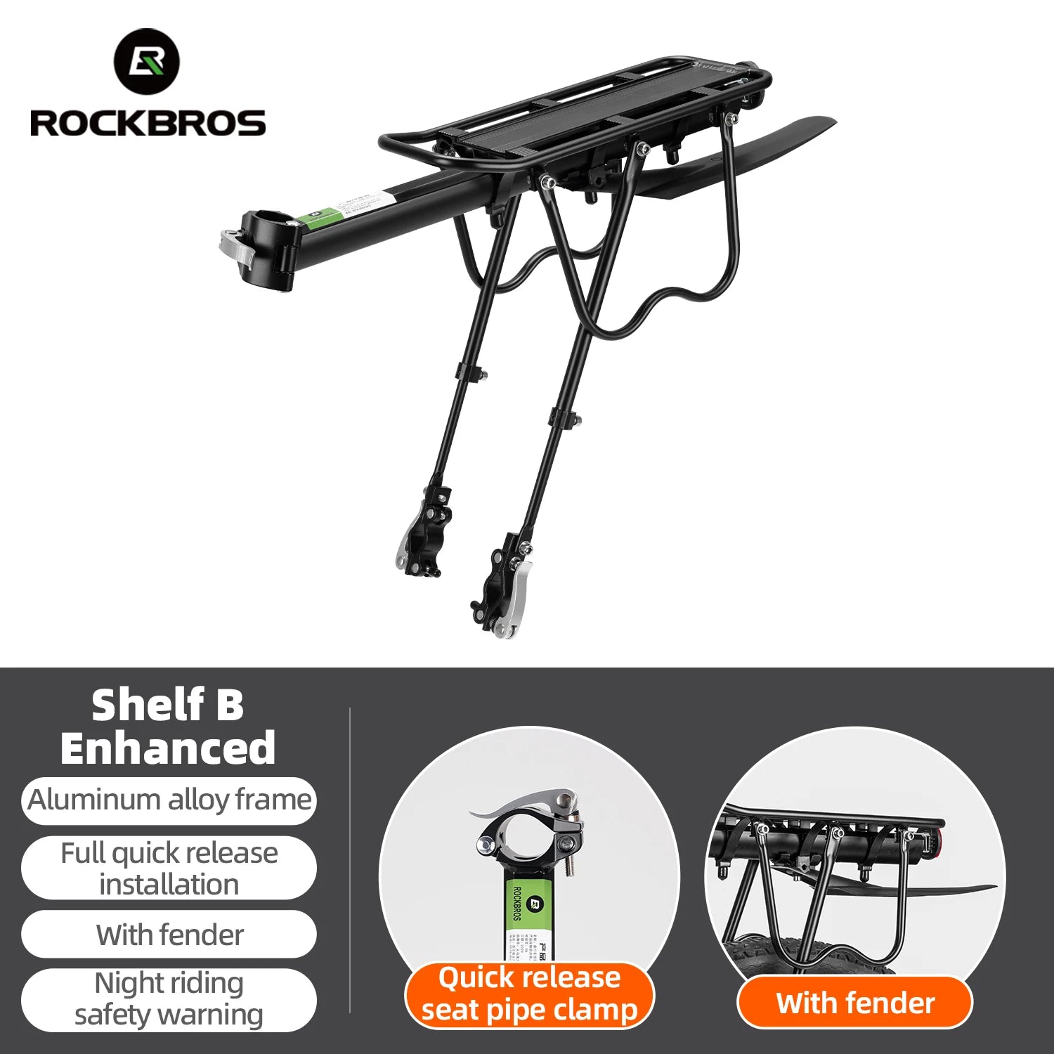 Aluminum Alloy Bike Rear Rack 25kg Detachable Cargo Carrier