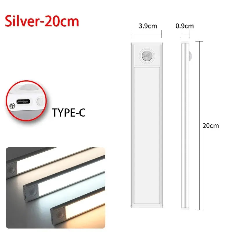 USB-C Rechargeable Cabinet Sensor Light, 20–50 cm
