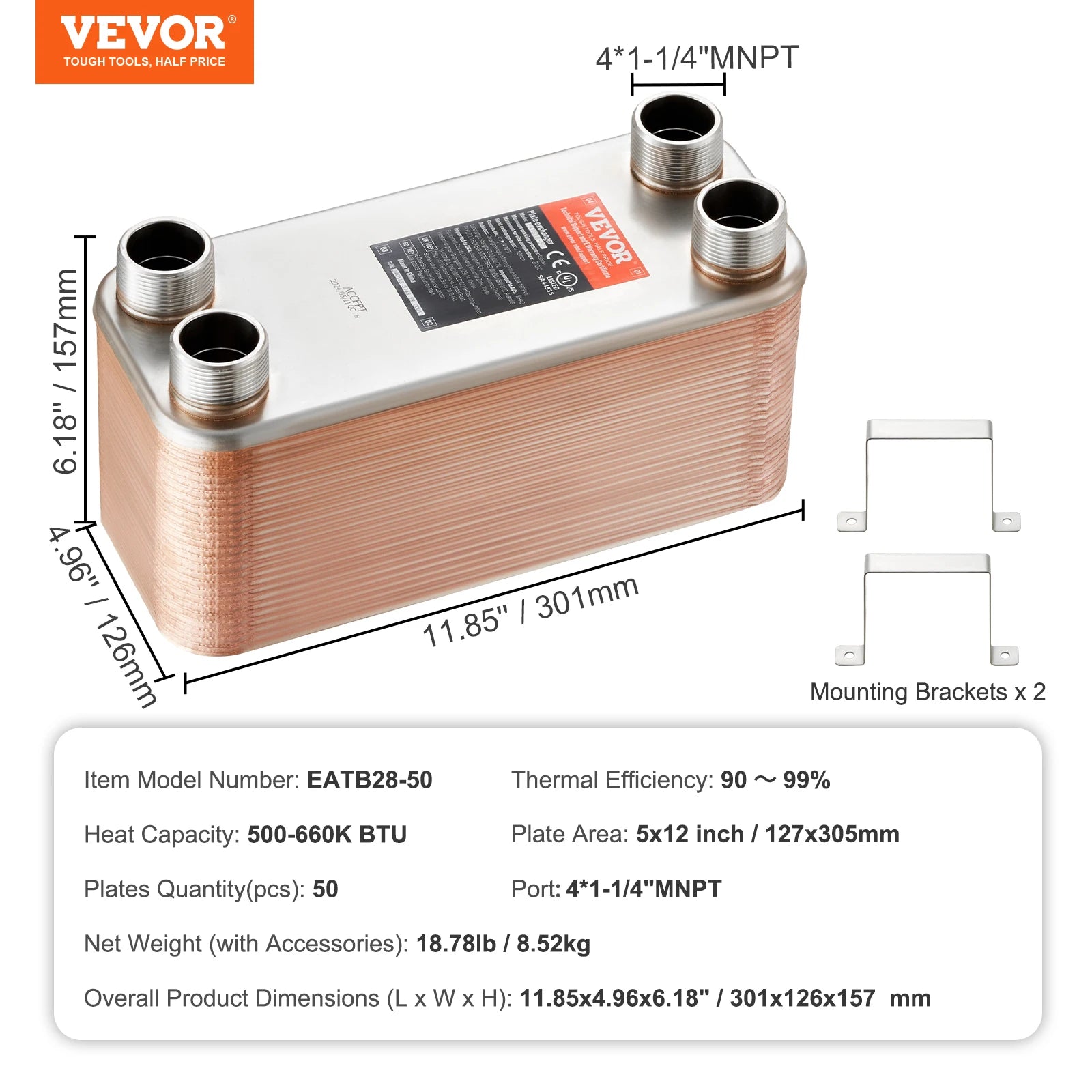 80 desek pájený deskový výměník tepla 5x12 nerezová ocel jednotka