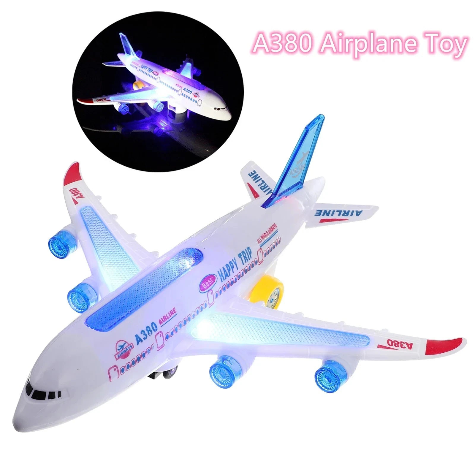 Electronic Aeroplane Toy with Music Autopilot Flash Sound Aircraft Automatic Rotation Plane Educational Toy Gift For Children 