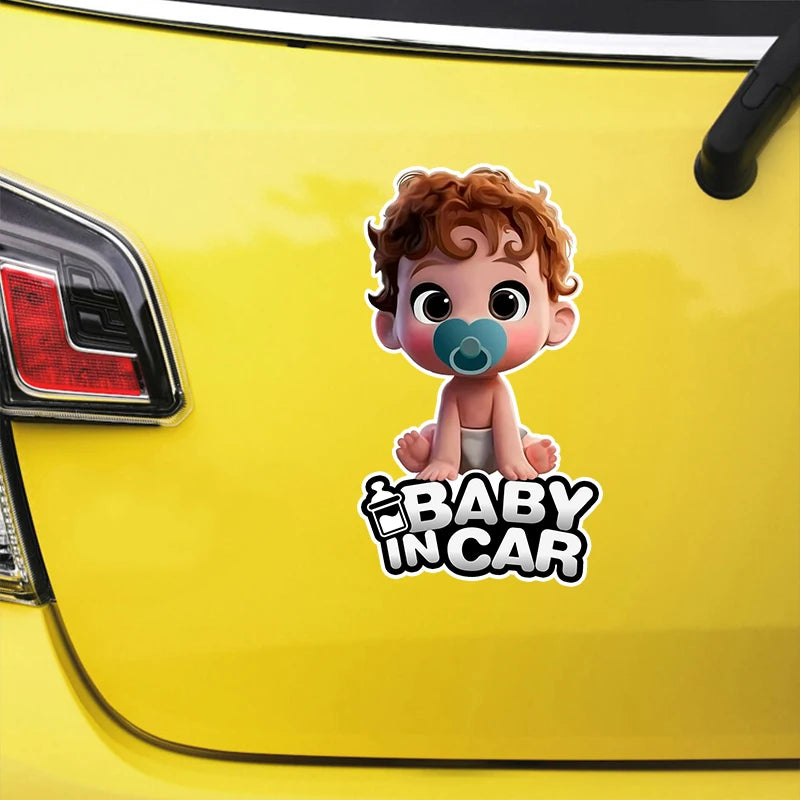 Jpct modischer selbstklebender Autoaufkleber mit Jungen-Baby-Motiv für Autos, Stoßstangen und Fenster, wasserfest, Höhe 15 cm