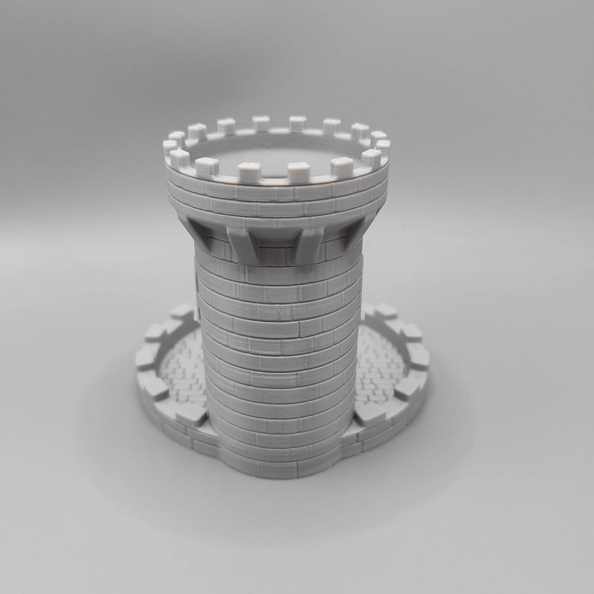 Castle Dice Tower with Tray – Light Gray