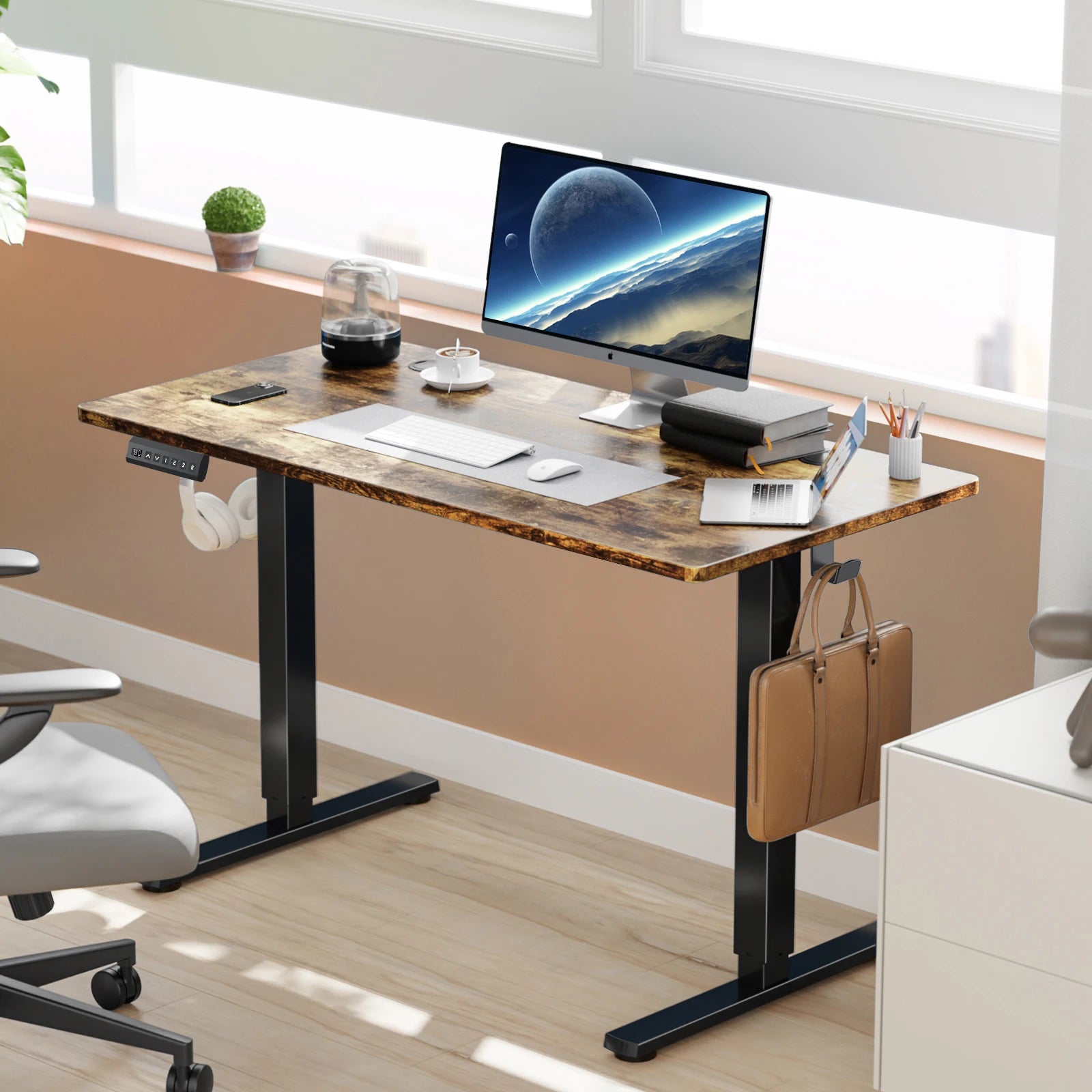 Electric Height Adjustable Standing Desk 63x24 Sit Stand Workstation