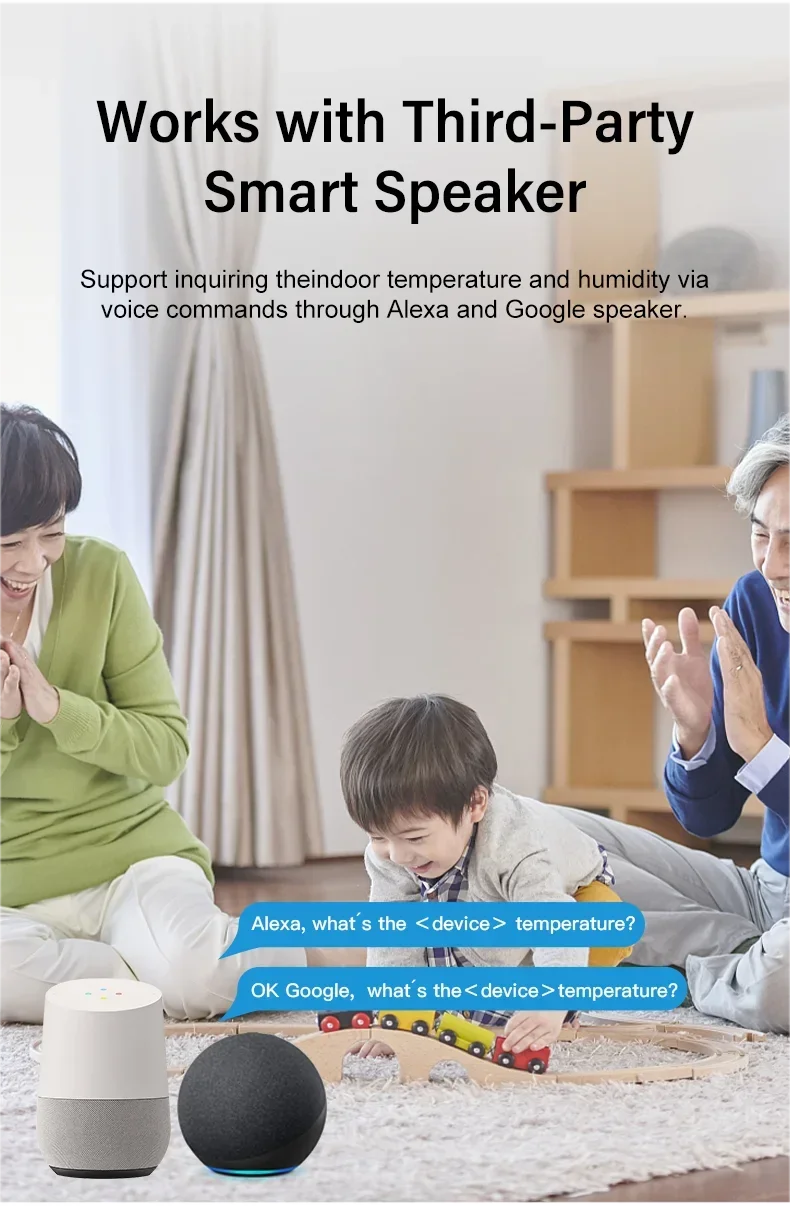 Tuya WiFi Temperature and Humidity Sensor For Smart Home Thermometer Hygrometer APP Remote Control Work with Yandex Alexa