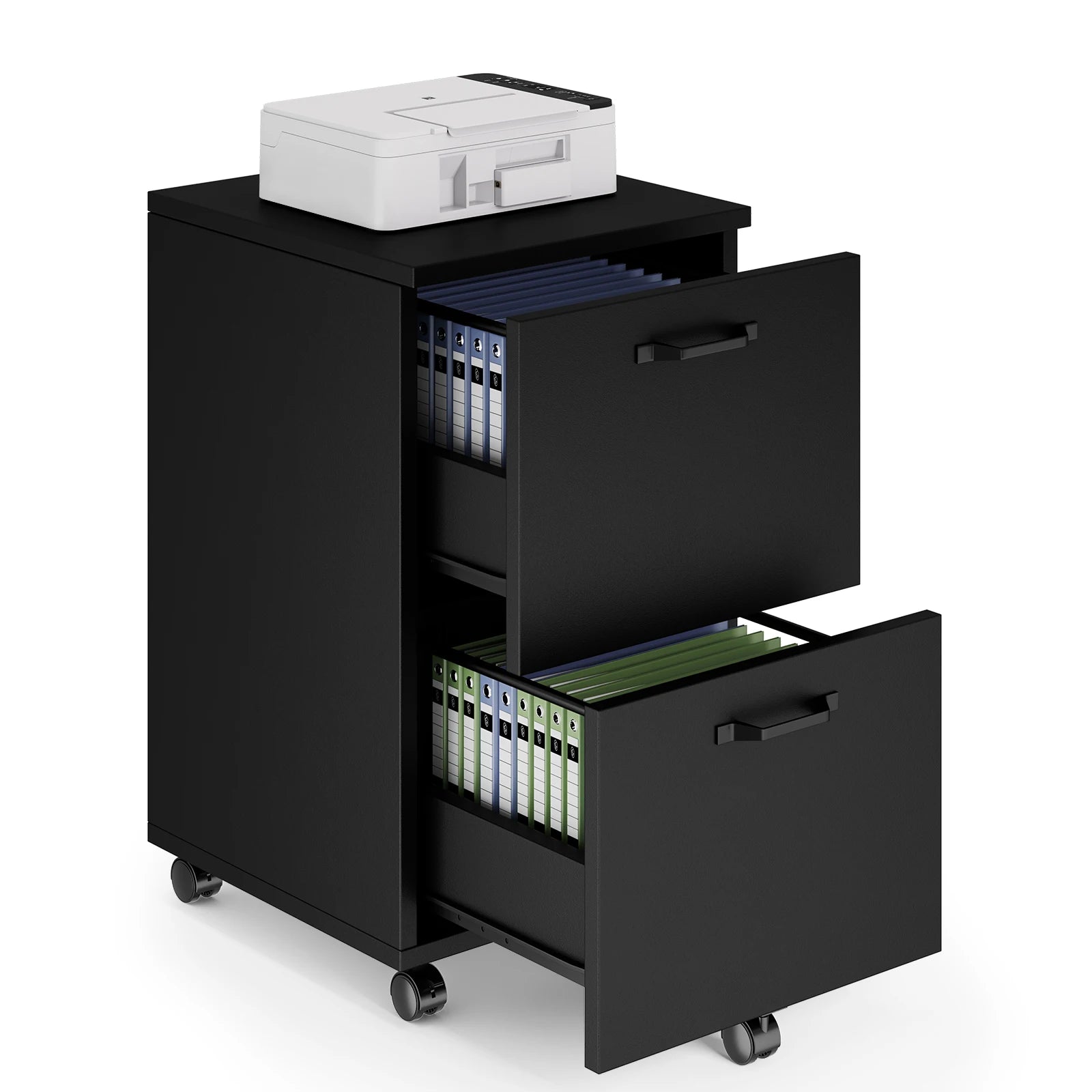 2-Drawer Rolling File Cabinet with Lockable Wheels for Home Office