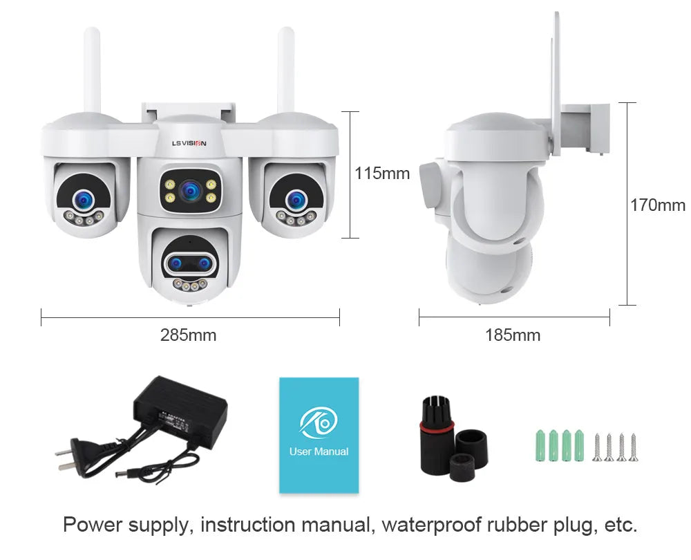Four-Screen 10X Zoom PTZ WiFi Surveillance Camera