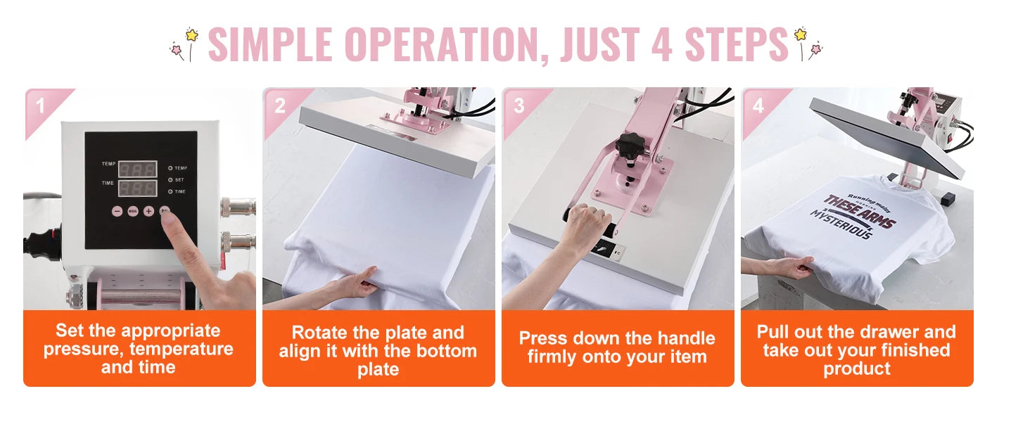 SucceBuy Heat Press 15 x 15 in Heat Press Machine Slide Out Heat Transfer Machine Fast Even Heating 2-Layer Insulation Cotton