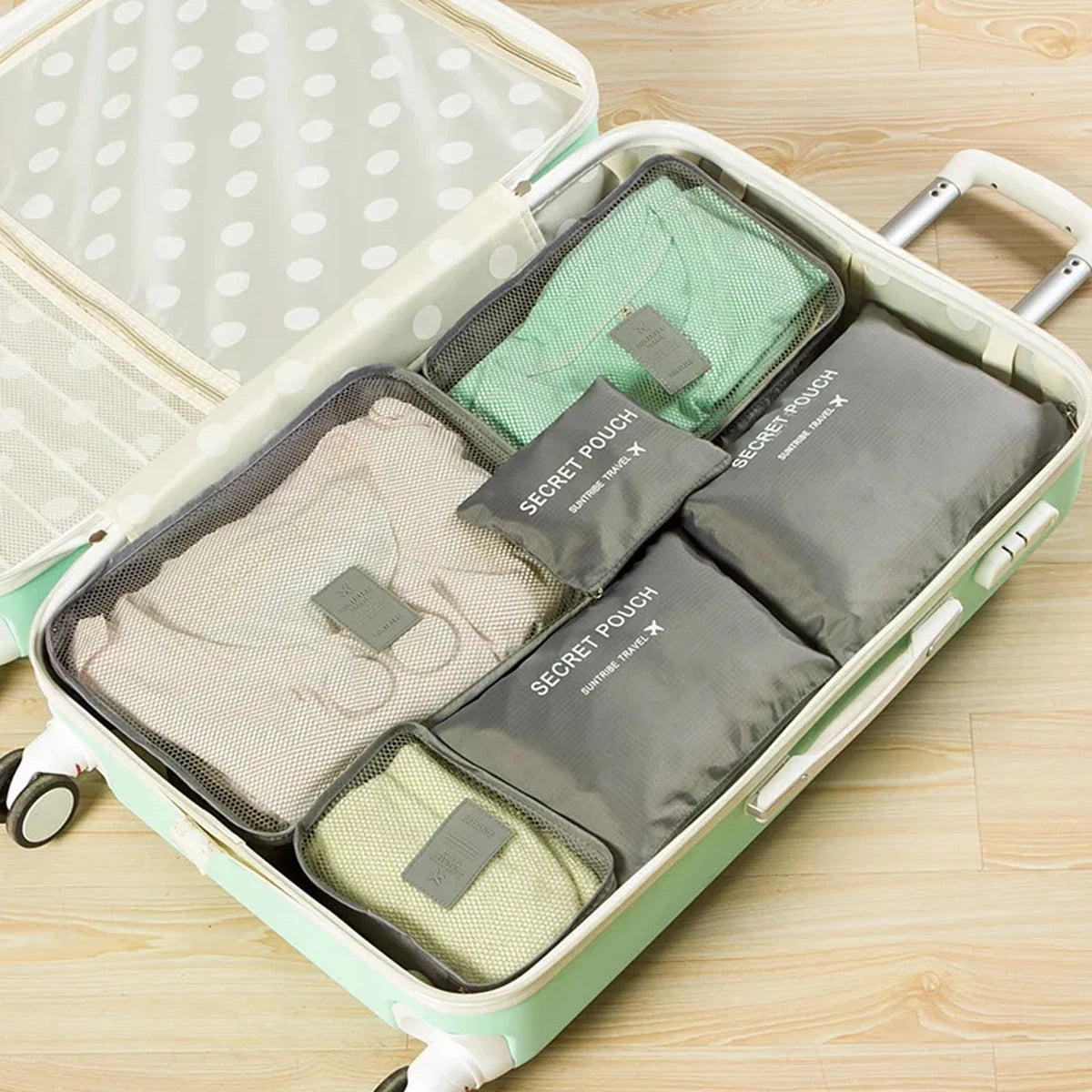 Six-Piece Travel Packing Cube and Pouch Set