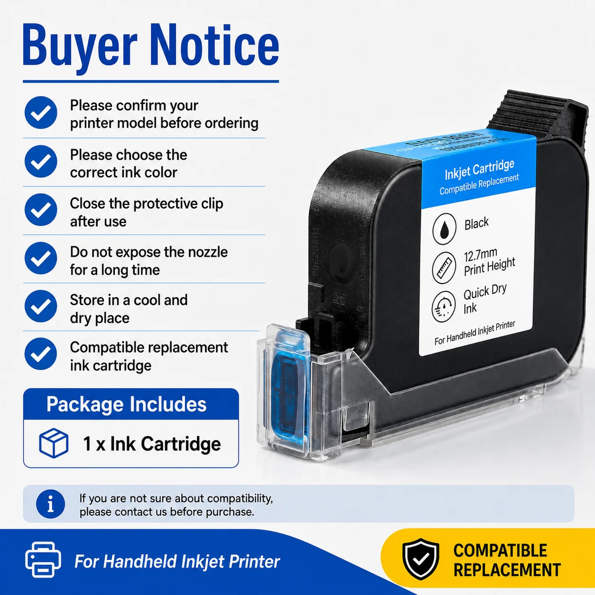 Cartucho de Tinta Rápida 2588 2588+ 2588M 42ML Altura de Impressão 12,7 mm para Impressora de Tinta Portátil Compatível Substituição
