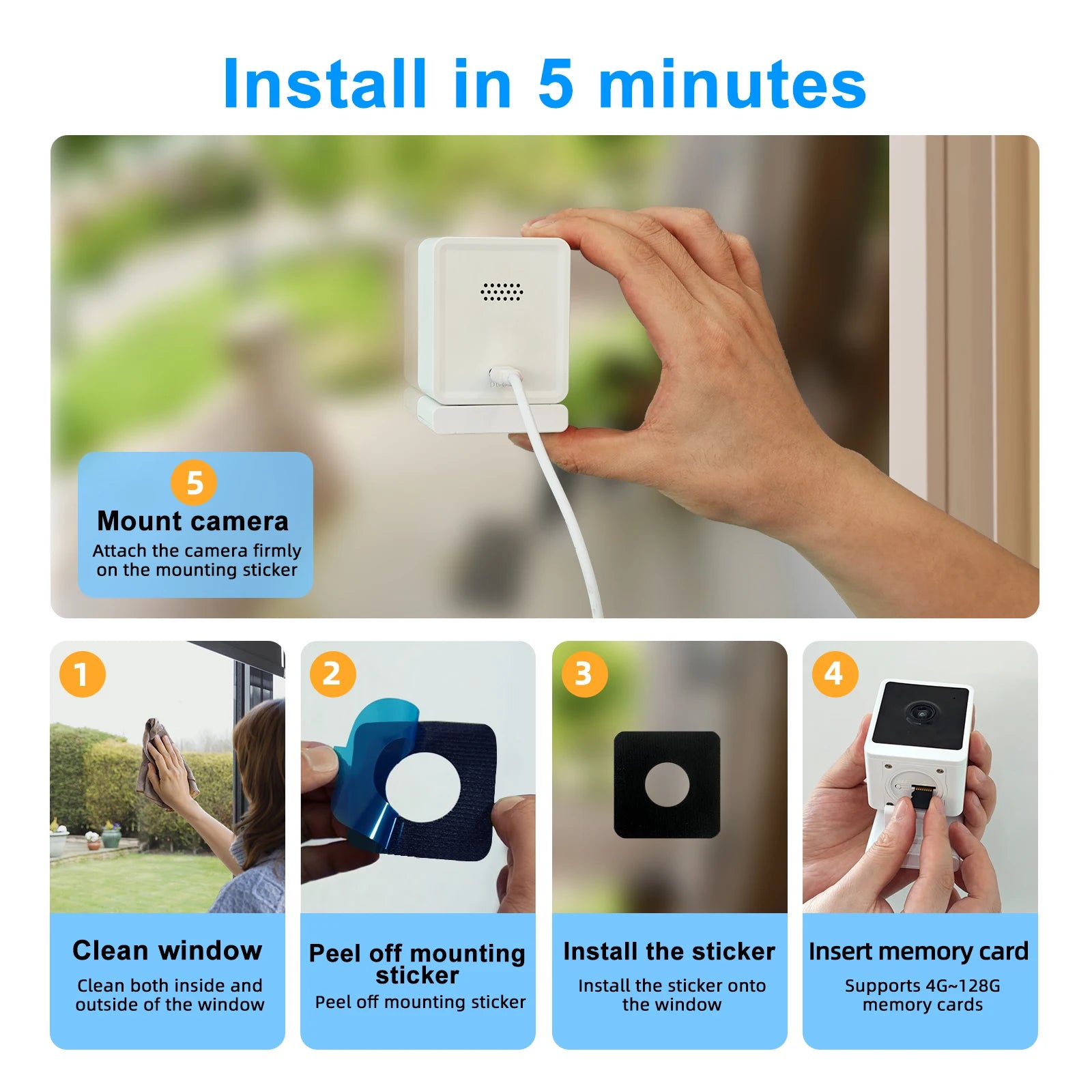 1080P Indoor Window Security Camera with 2-Way Audio
