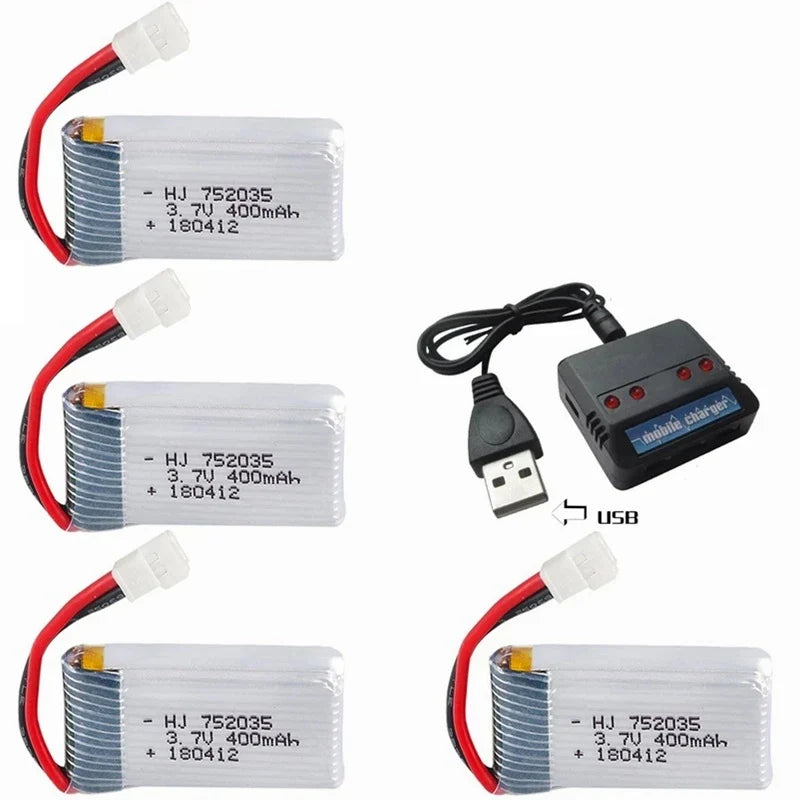 3.7 V 400 mAh RC-batteri och laddare - alternativ