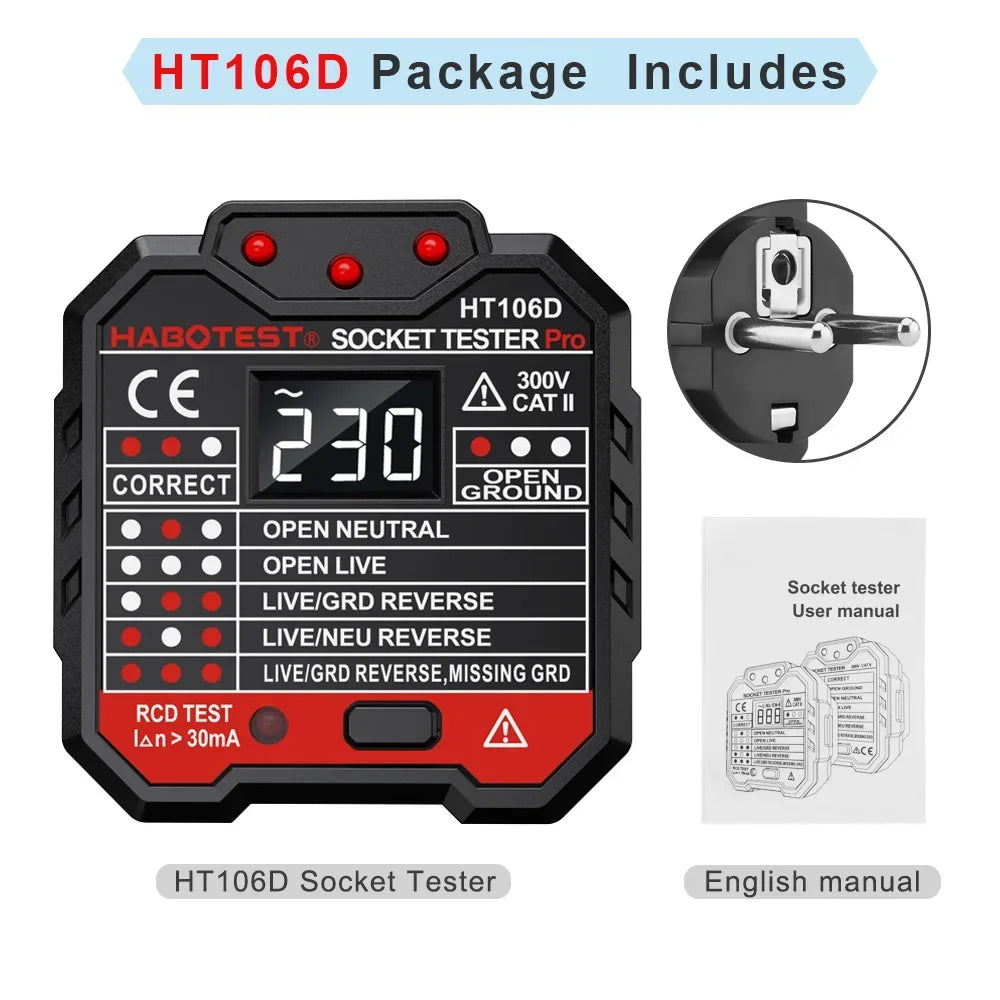 Socket Wiring Tester with Plug and Model Options