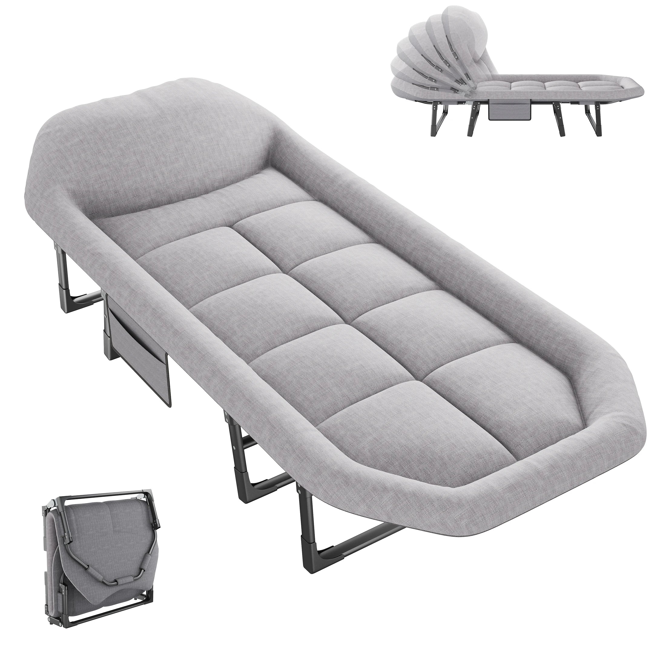 Folding Camping Cot Bed with 3.5" Mattress & Carry Bag