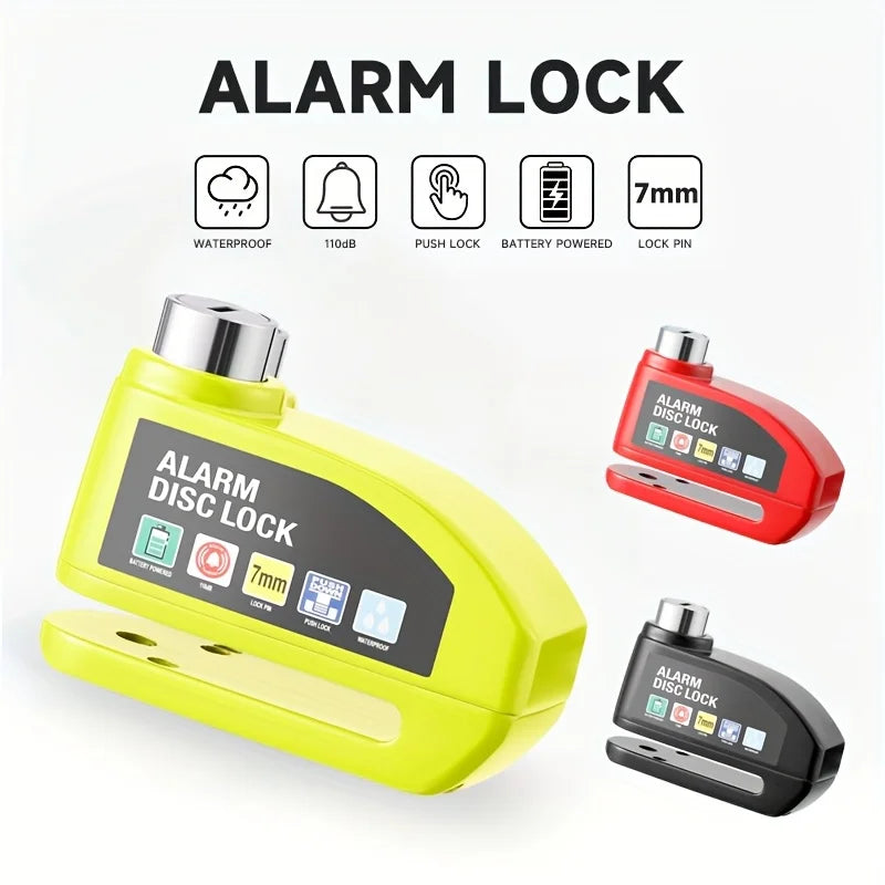 Candado de disco de alarma con línea de recordatorio, motocicleta, scooter, bicicleta, aleación de aluminio, candado de seguridad antirrobo, protección antirrobo, candado de disco con cable de acero