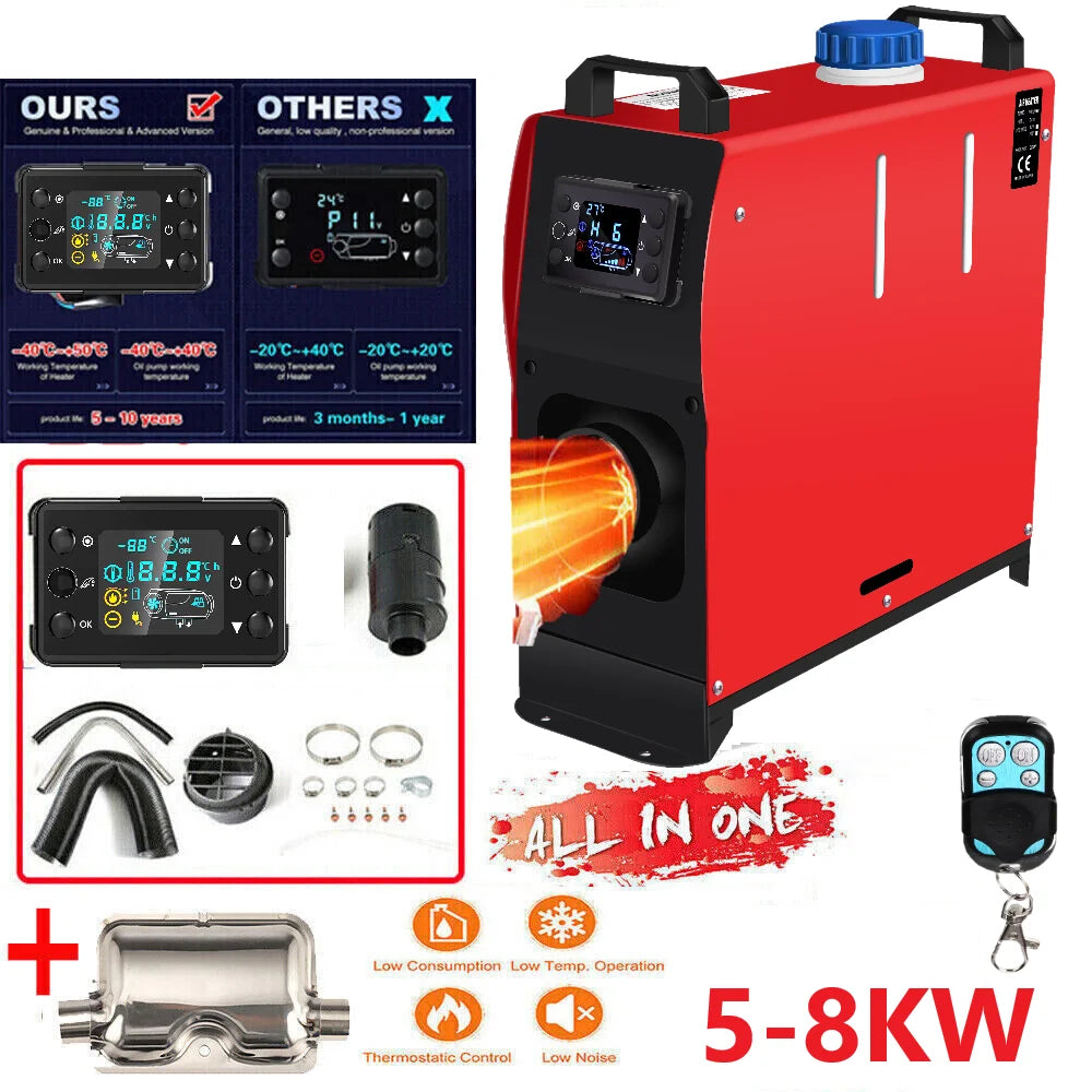 Дизельний парковий обігрівач 12В 8000Вт з глушником для транспортних засобів