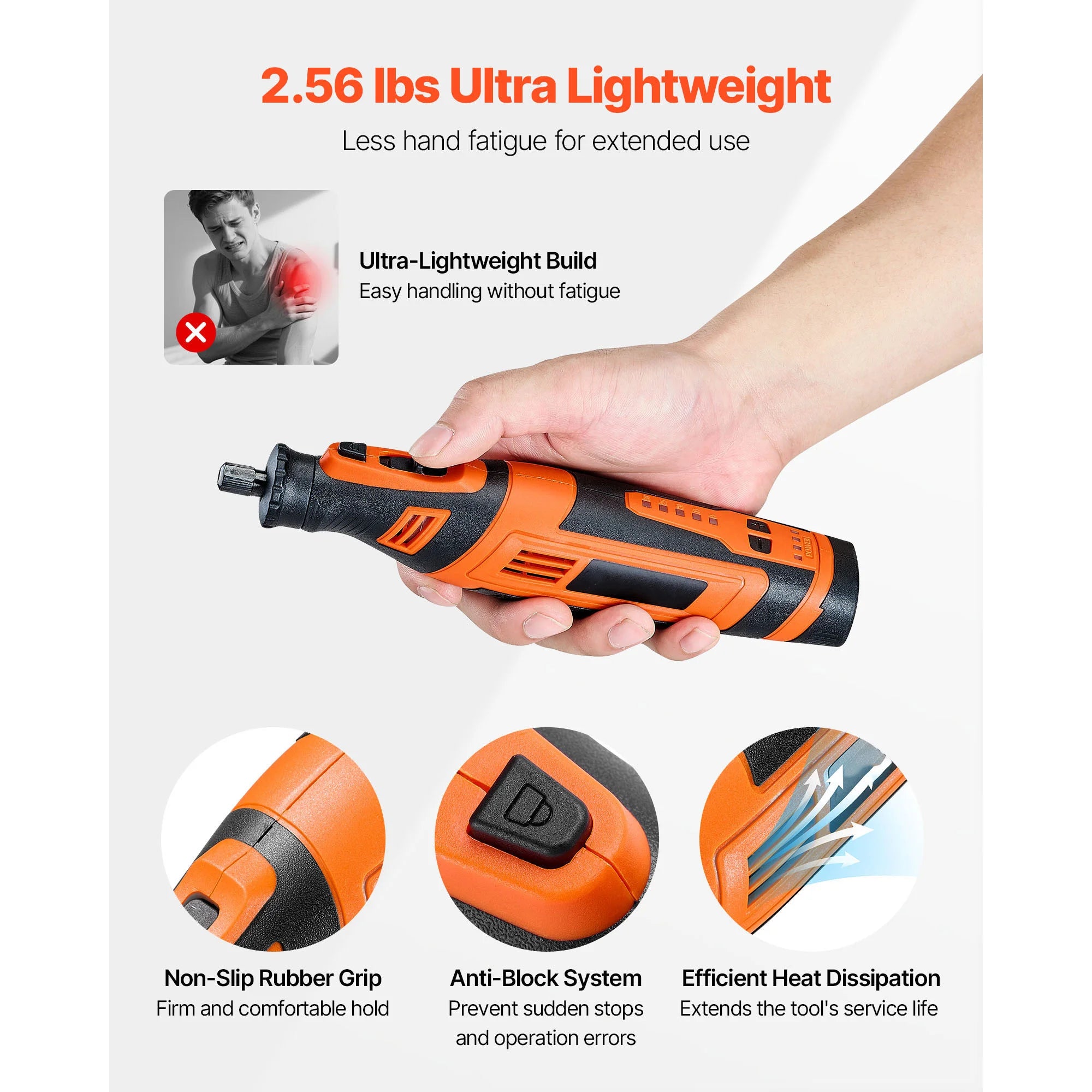 Cordless Rotary Tool Kit with 5 Speeds for DIY Engraving Sanding
