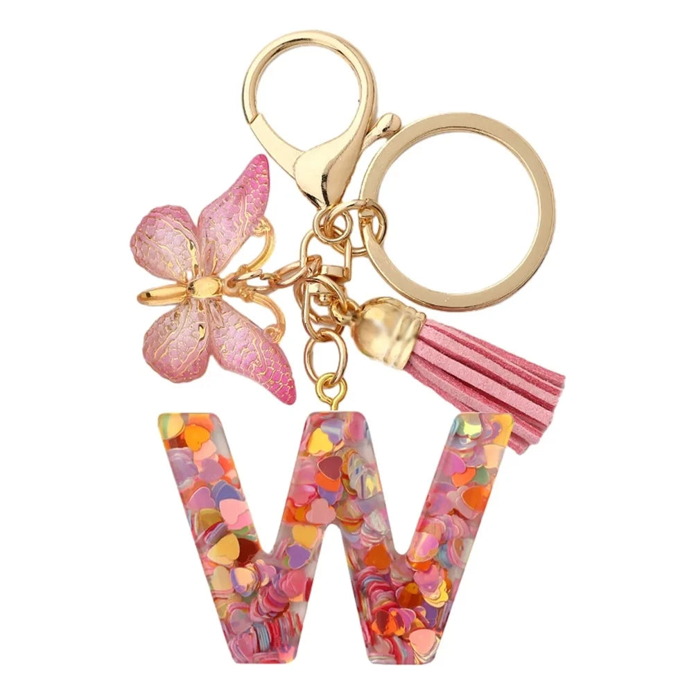 Fashion DIY Κεφαλίδες A-Z Letters keychain Μεταλλικός Φαρέτρα Pendant Key Chain Γυναίκες Κλειδί Αυτοκινήτου Αλυσίδα Απλό Γράμμα Όνομα Κλειδί Δώρο Κοσμήματα