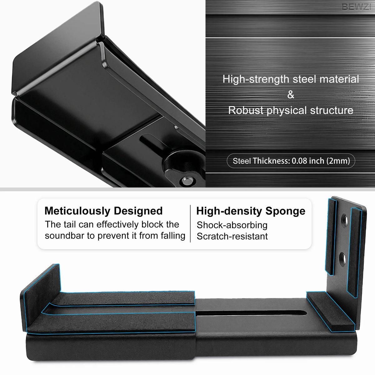 Adjustable Steel Soundbar Wall Brackets