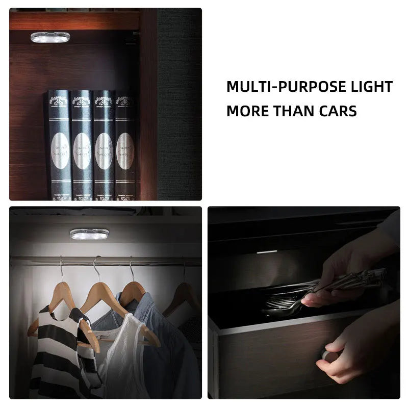 LED Touch Light Mini Wireless Car Interior Lighting Auto Roof Ceiling Reading Lamp for Trunk Storage Box USB Charging 
