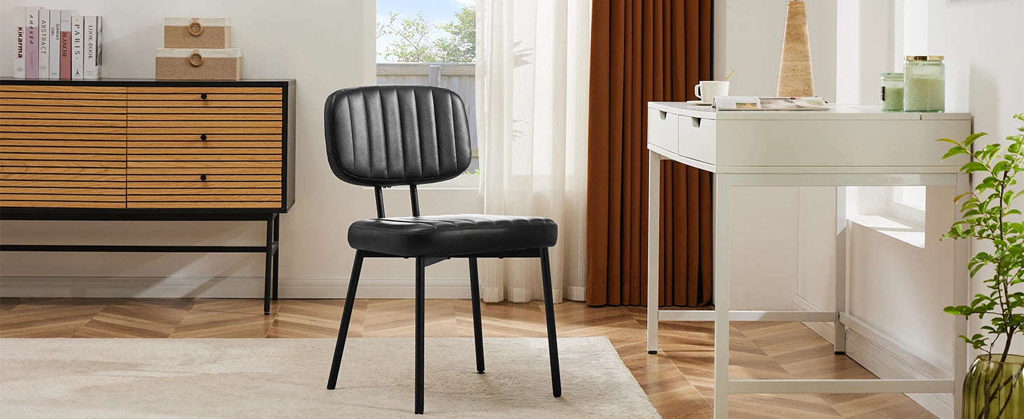 Ergonomic PU Leather Dining Chairs Set of 2 with Lumbar Support
