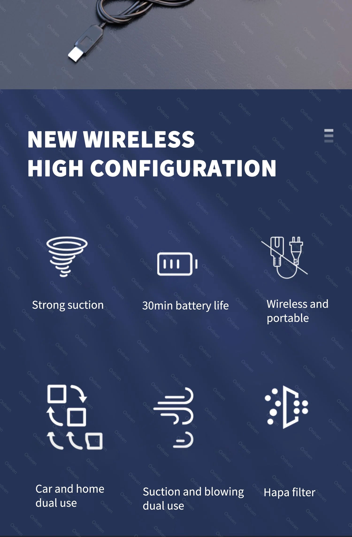 SZUK 98000PA Car Vacuum Cleaner Mini Powerful Cleaning Machine Strong Suction Handheld for Car  Wireless Portable Home Appliance 