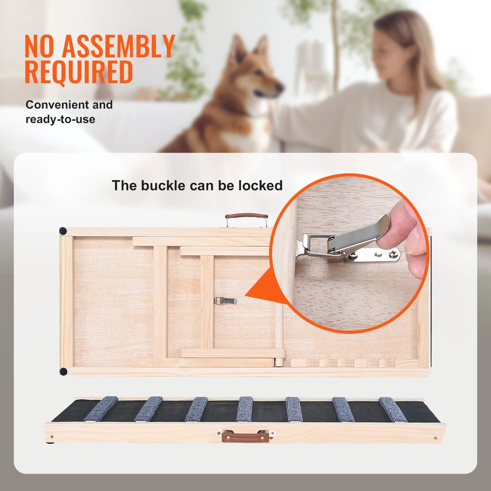 Rampa para perros SucceBuy, plegable, antideslizante, alta, ajustable, de madera, rampa para mascotas, eliminable, para perros pequeños y mayores, escaleras para sofá, automóvil, cama.