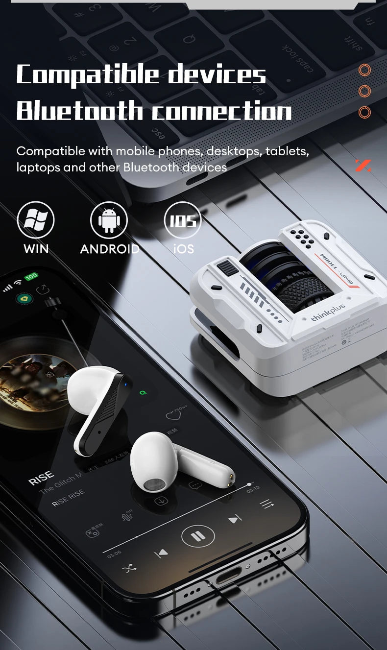 Lenovo LP49 AI Translation Headphones Wireless Bluetooth 5.4 Noise Reduction HD Call Earbuds Office Travel Real Time Translation 