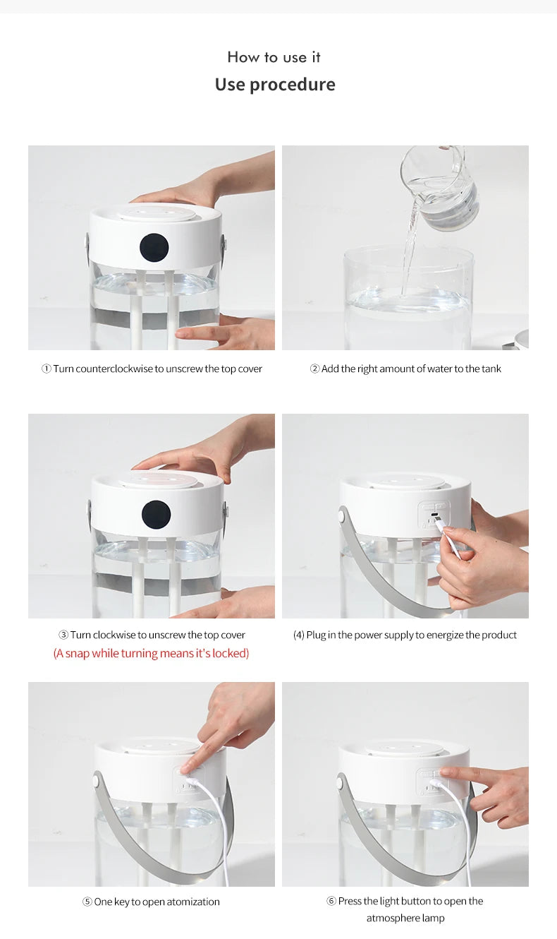 3 L USB Ultrasonic Humidifier with Dual Mist Outlets