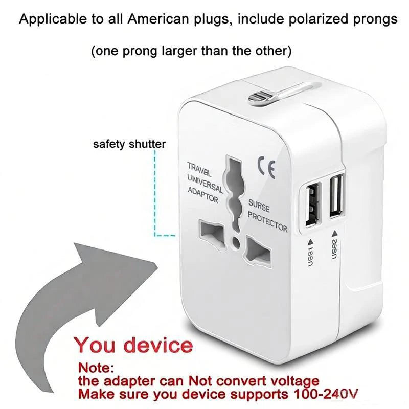 HHT202 Universal Travel Adapter - USB Options