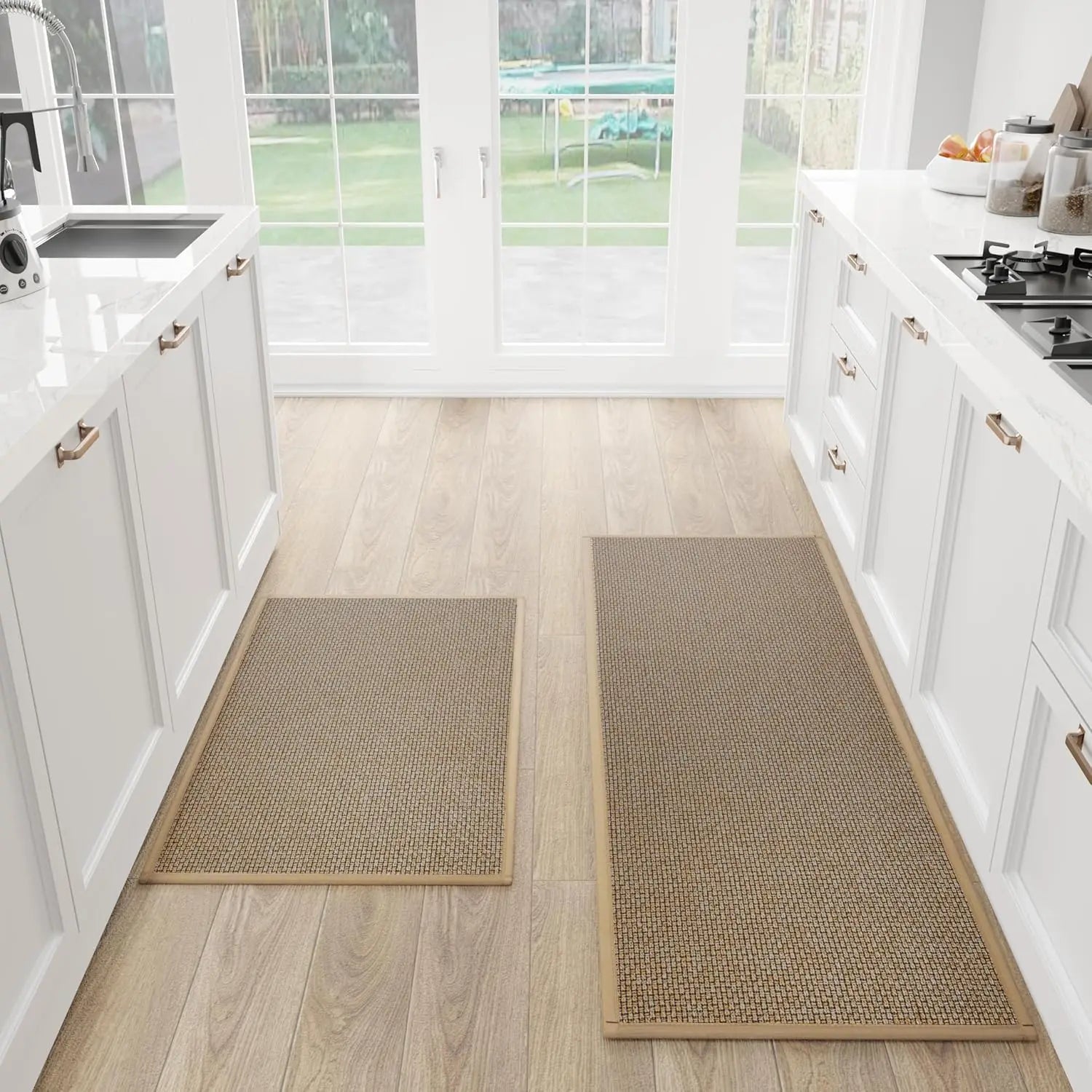 Kitchen Mat Set of 2, Cushioned Non-Slip Absorbent Washable Rugs