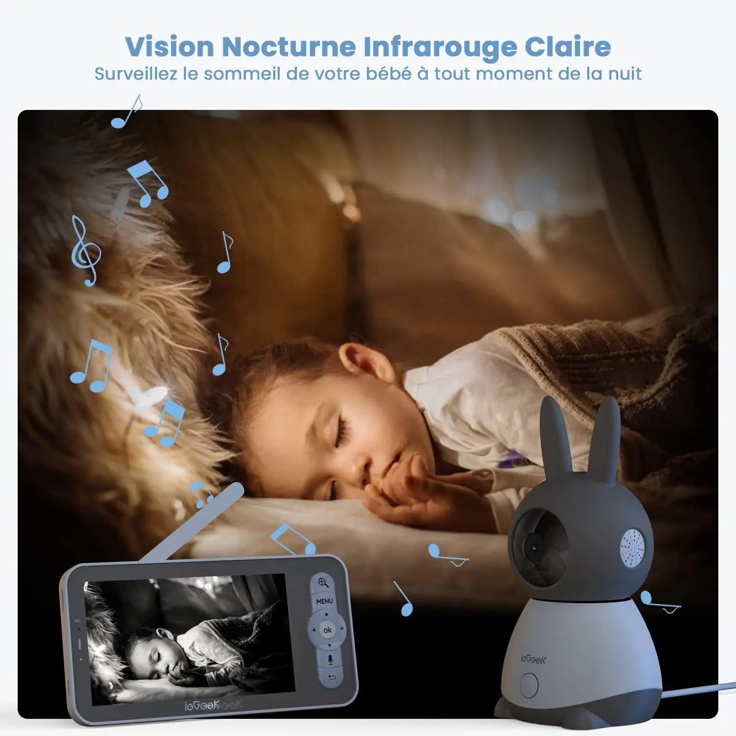ieGeek 5 Inch Baby Monitor with 2 Cameras, 2K/3MP