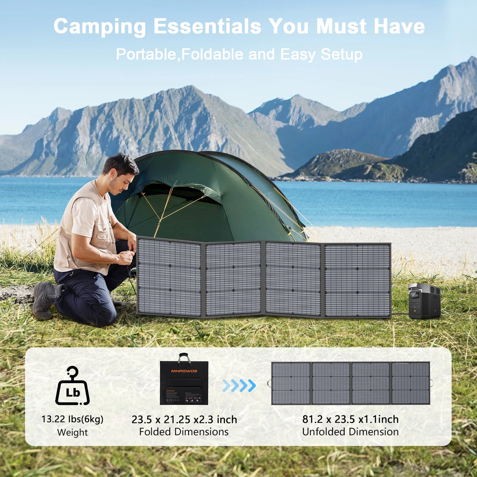 220W Foldable Solar Panel 20V Charger for Camping and RV