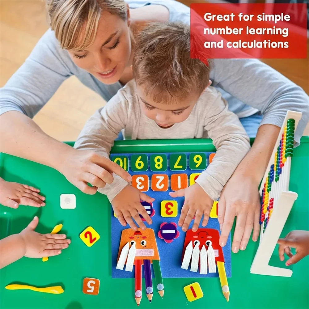 Felt Learning Board Children Toys Educational DIY Toy Addition Subtraction Finger Arithmetic Teaching Enlightenment Board 