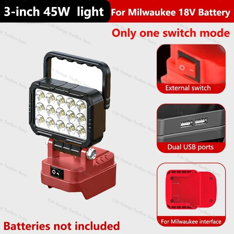 Cordless LED Work Light with USB Port, 3- to 8-Inch Options