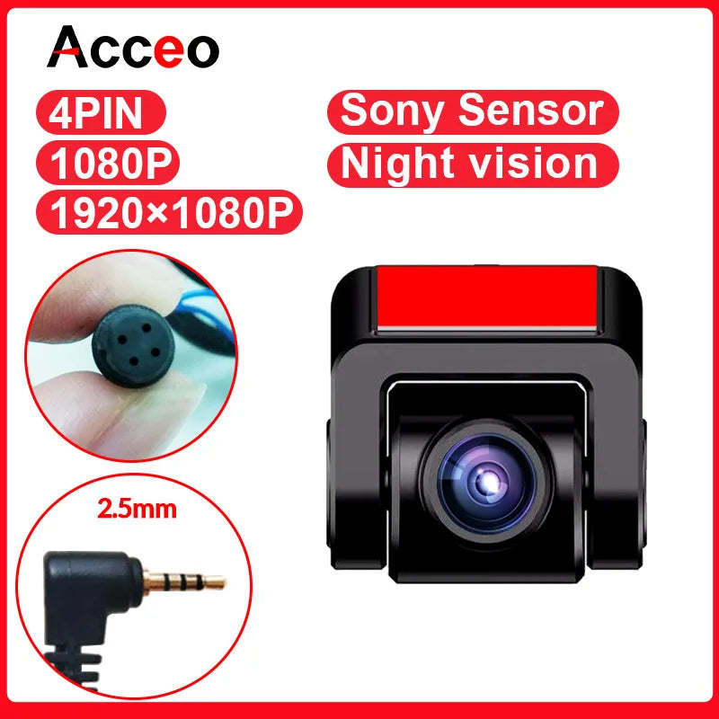 Acceo Car Rear View Camera Monitor 1080p 2.5mm 4-pin Night Vision Rear view Camera with 6m/10m/15m Cable for E-ACE Car DVR