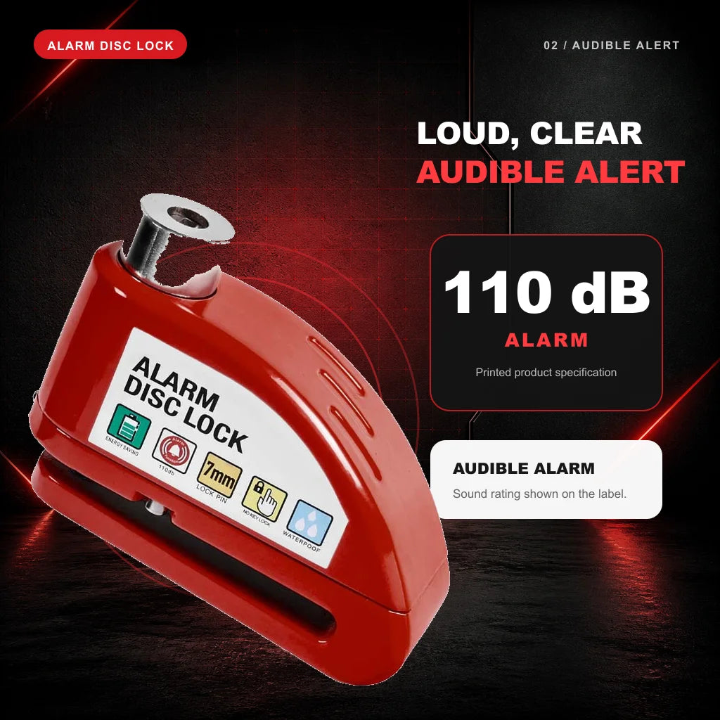 riasztó tárcsás zár 110dB anti-tolvaj motorkerékpár zár 7mm csap