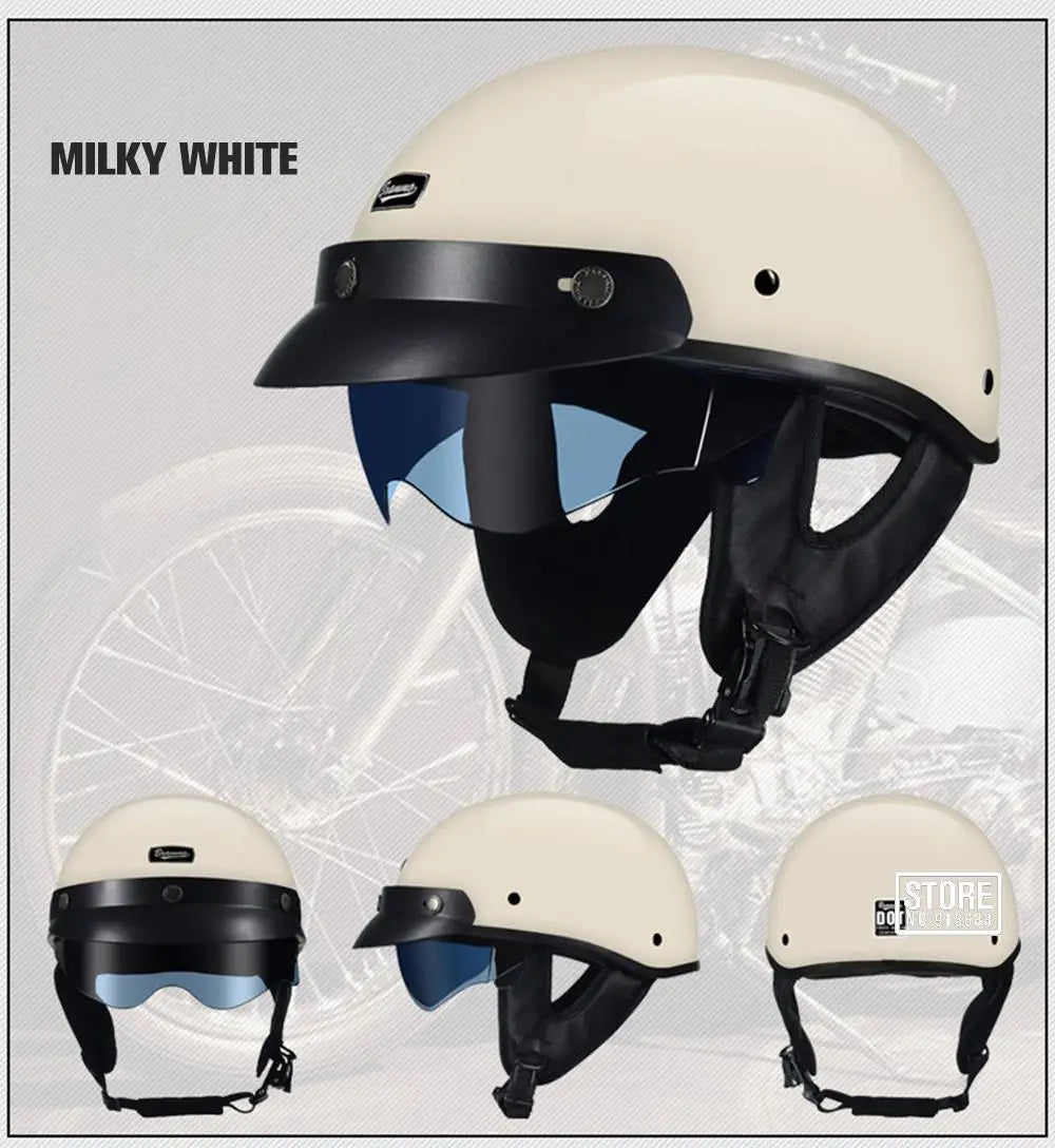 Retro Motorcycle Helmet DOT Certification Moto Helmet Men Women Half Helmet HD Lens Casco Four Seasons Riding Scooter Capacetes 