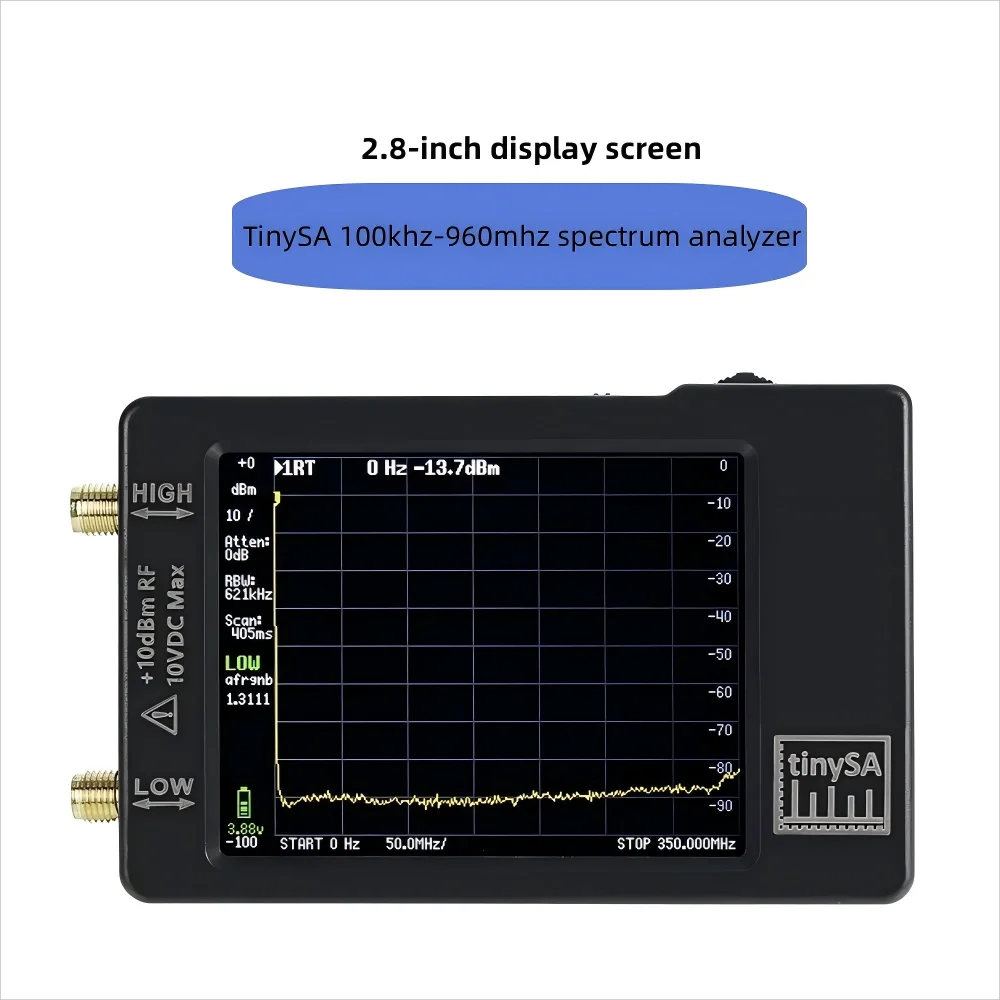 TinySA 100khz-960mhz Spectrum Analyzer, 2.8-inch Screen Mid-Frequency/High-Frequency/Very High-Frequency UHF AnaLyzer 